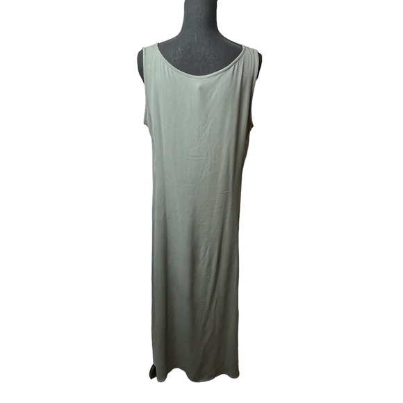 Eileen Fisher Women’s Sleeveless Olive Green Silk Maxi Dress Size Large - Picture 2 of 8